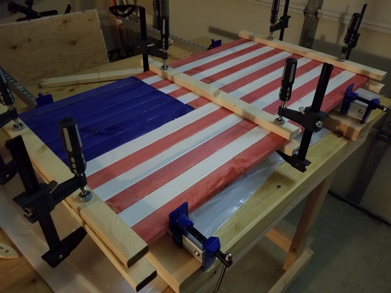 Flag on workbench