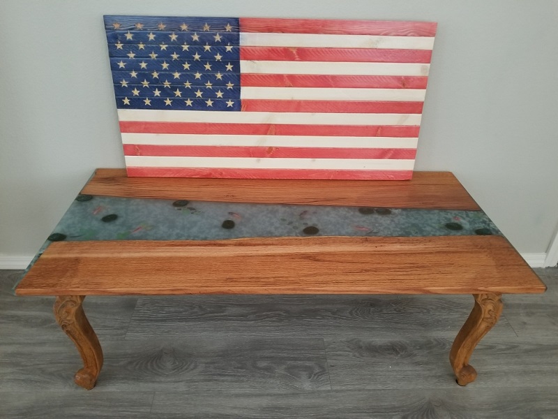 A flag and table